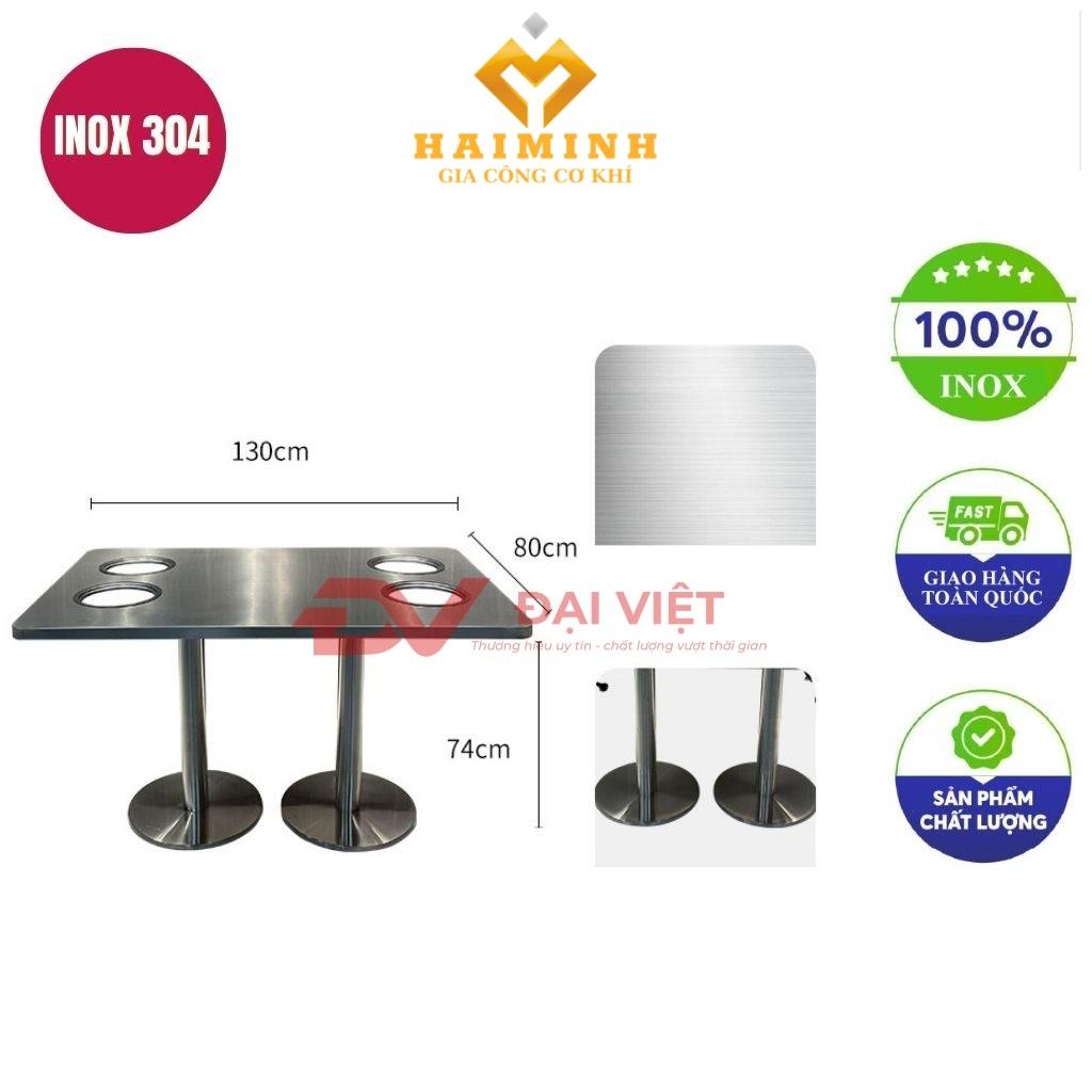 bàn inox chữ nhật 130x80x74cm