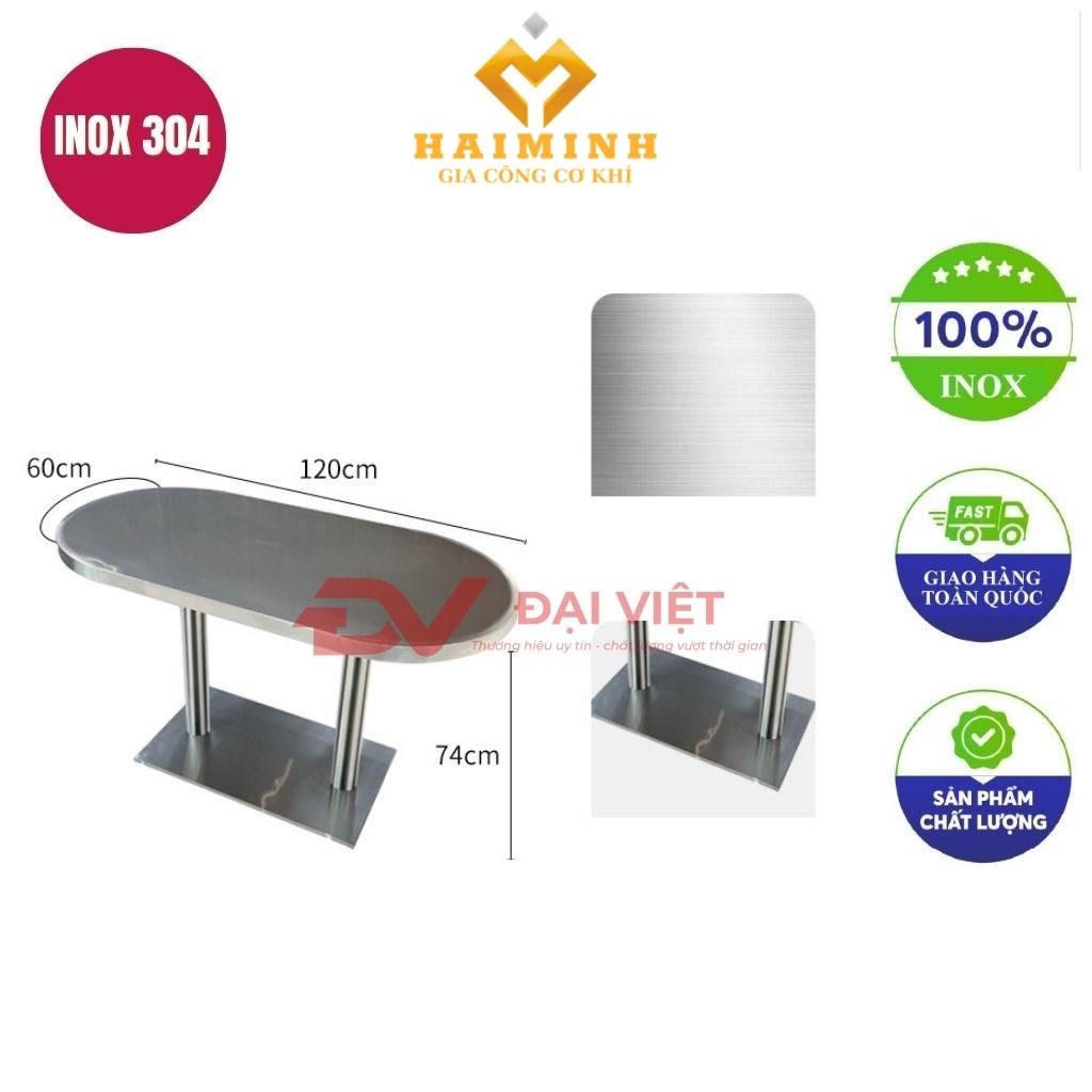 bàn inox chữ nhật bo góc 120x60x74cm