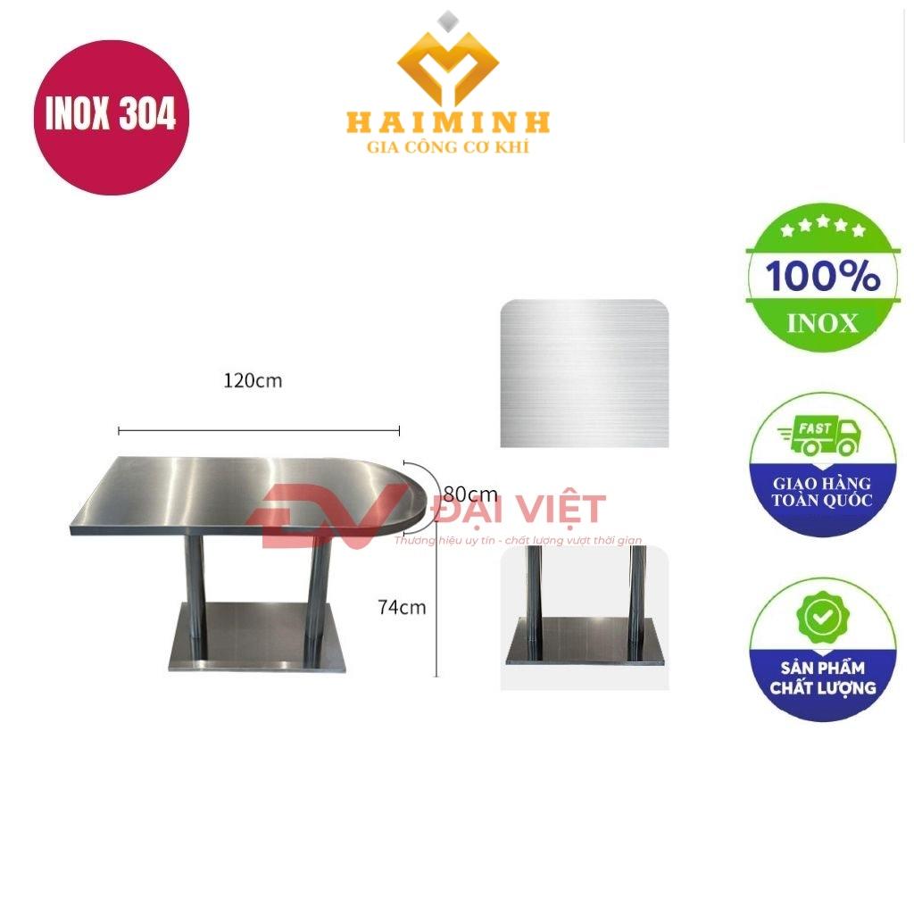 bàn inox chữ nhật bo góc 120x80x74cm