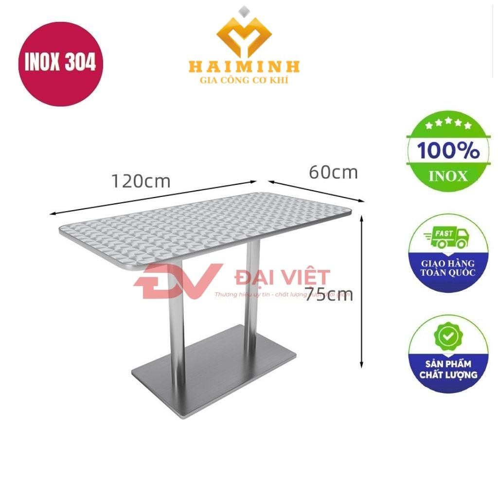 bàn inox chữ nhật chân vuông 120x60x75cm