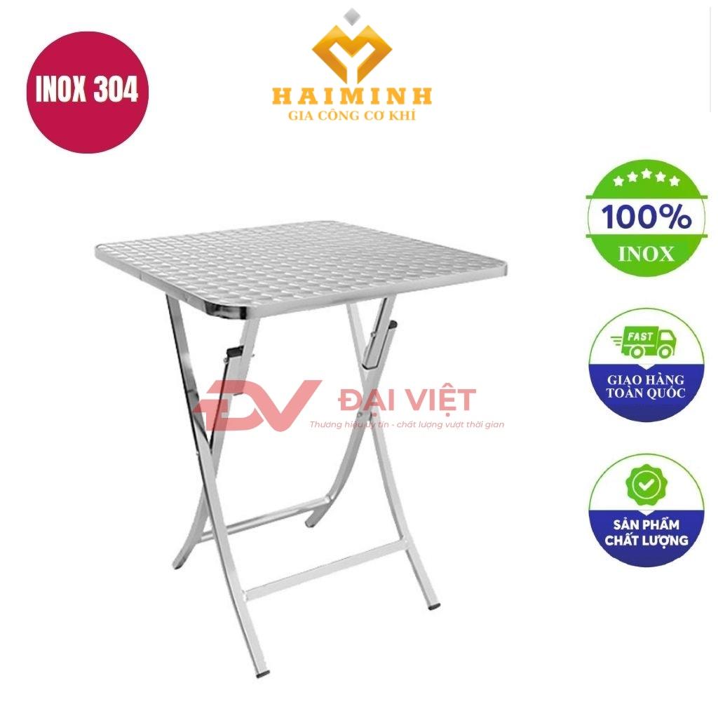 bàn inox chữ nhật xếp gọn 120x60x75cm
