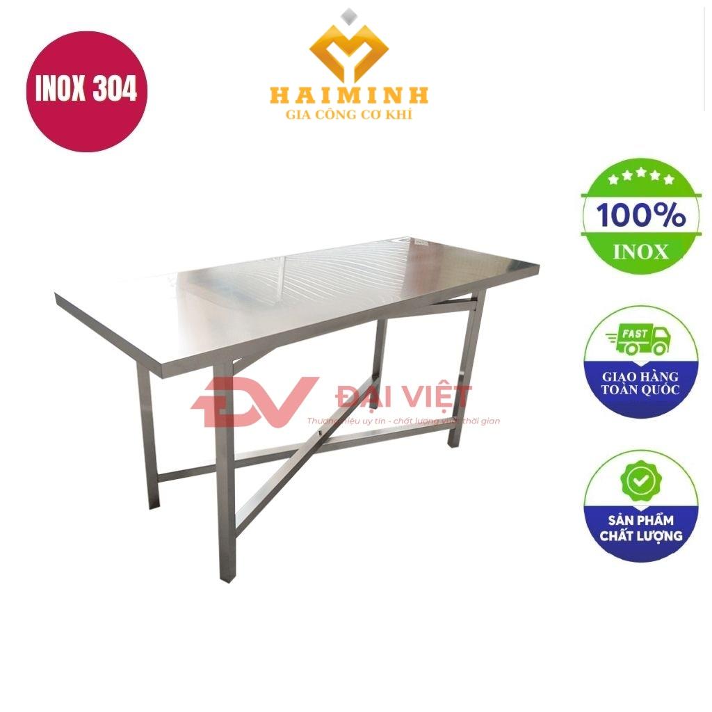 bàn inox chữ nhật xếp gọn 180x80x80cm