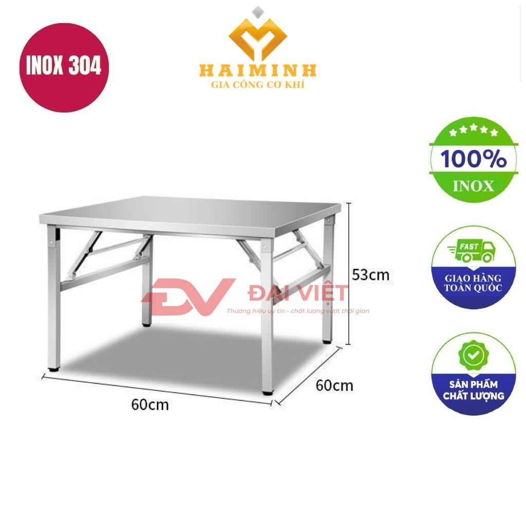 bàn inox chữ nhật xếp gọn 60x60x53cm