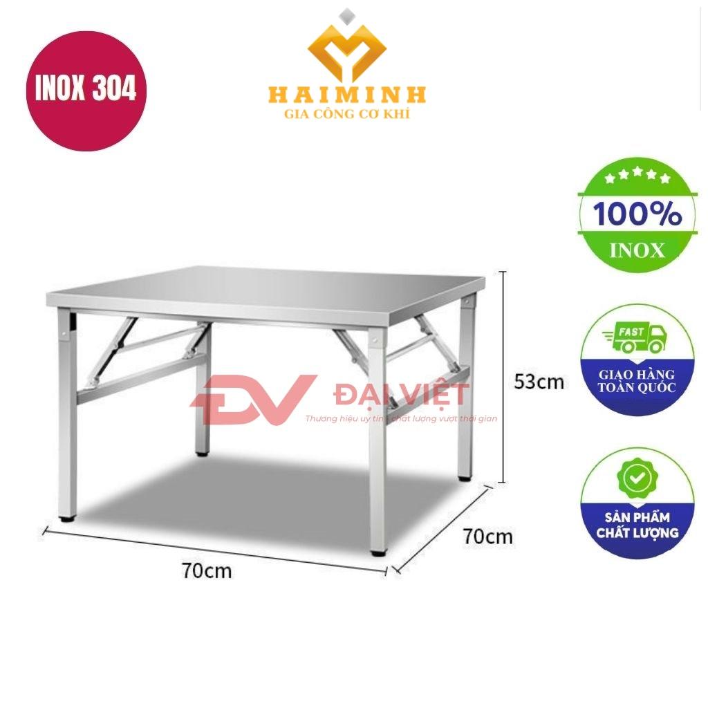 bàn inox chữ nhật xếp gọn 70x70x53cm