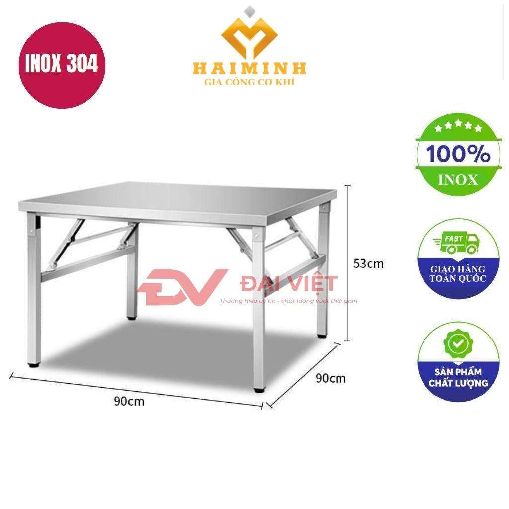 bàn inox chữ nhật xếp gọn 90x90x53cm