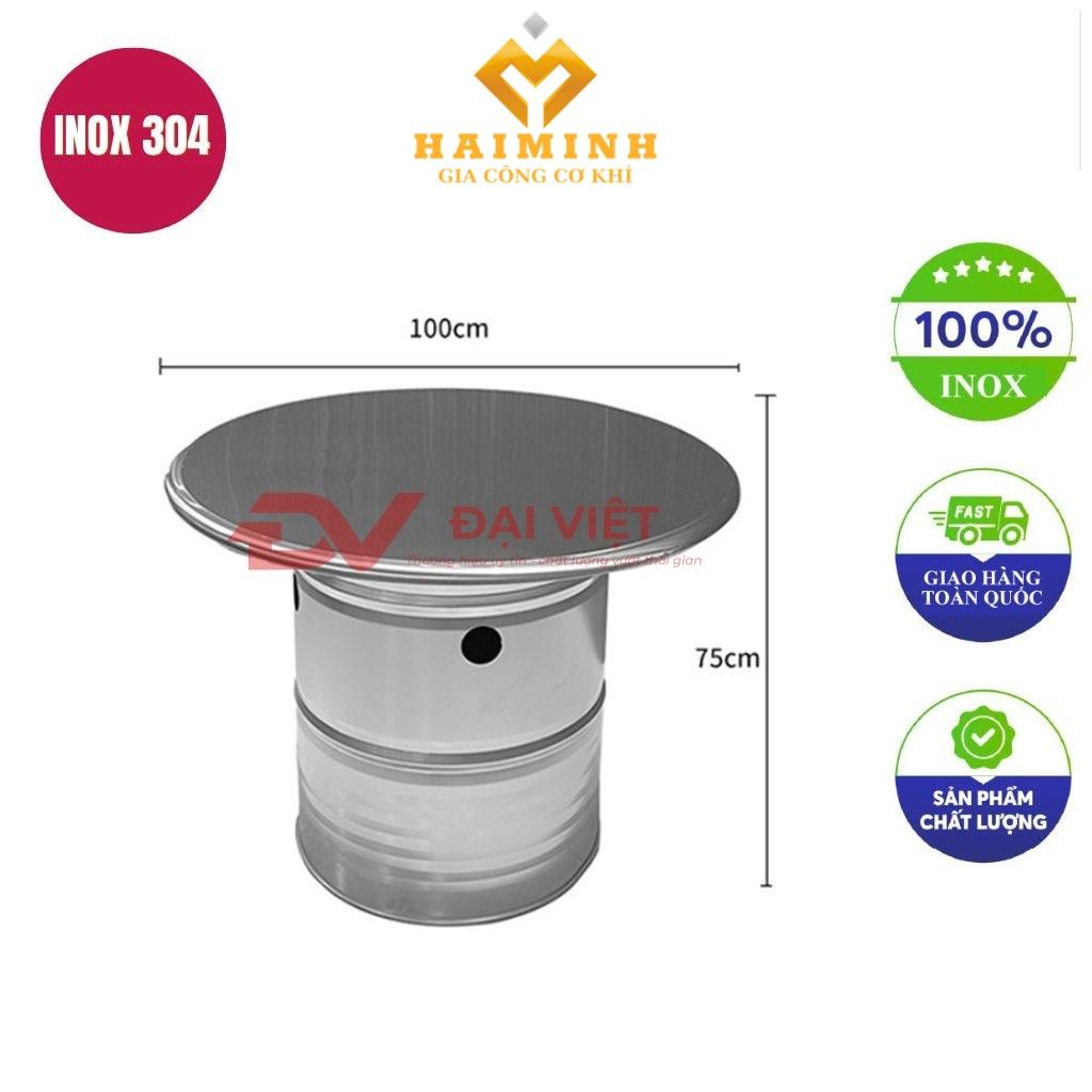bàn inox tròn 100x75cm