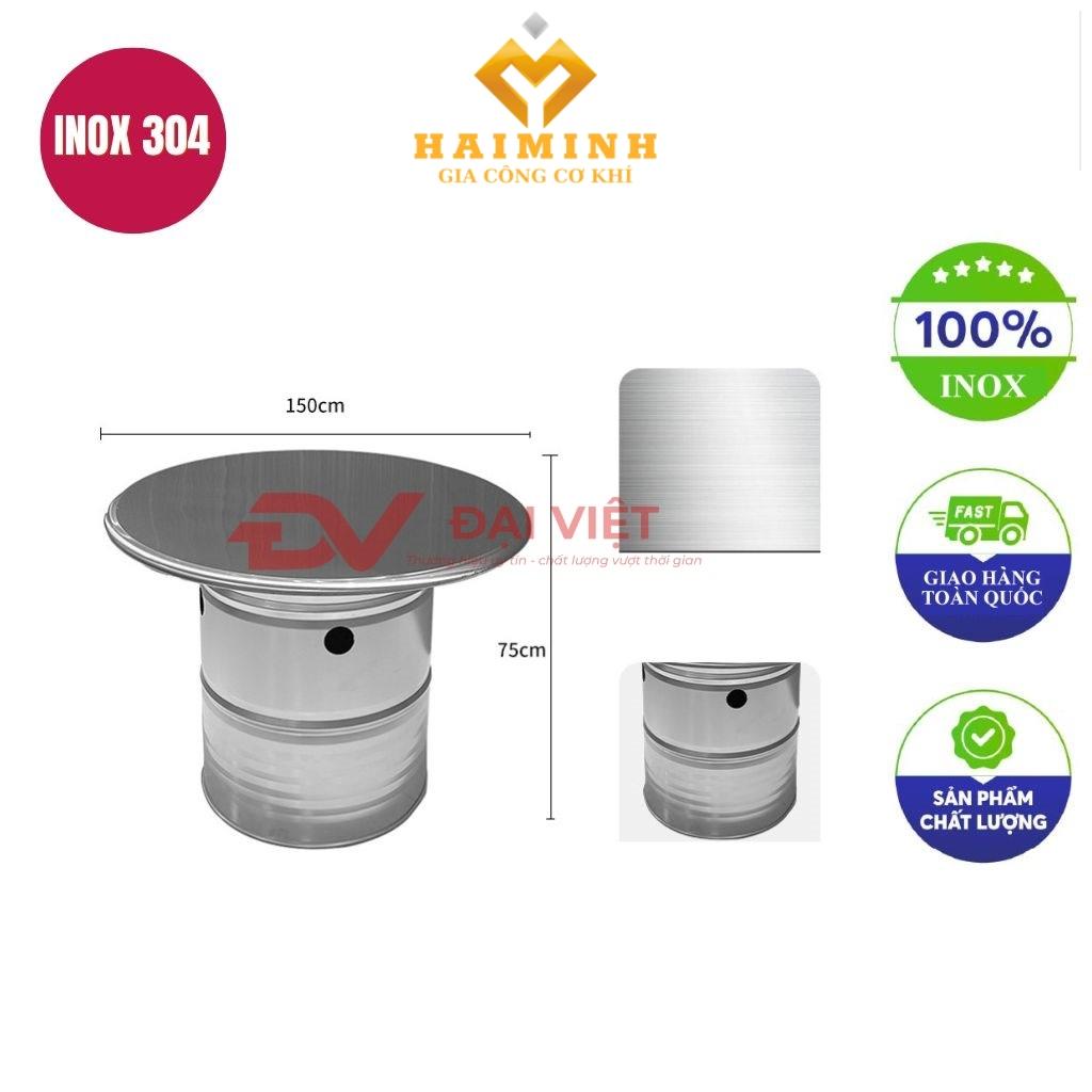 bàn inox tròn 150x75cm