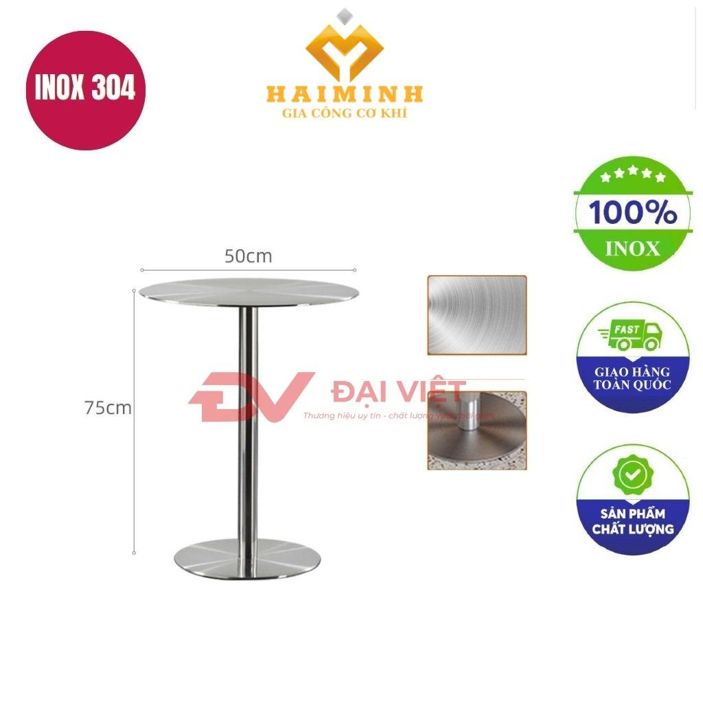 bàn inox tròn chân tròn 50x75cm
