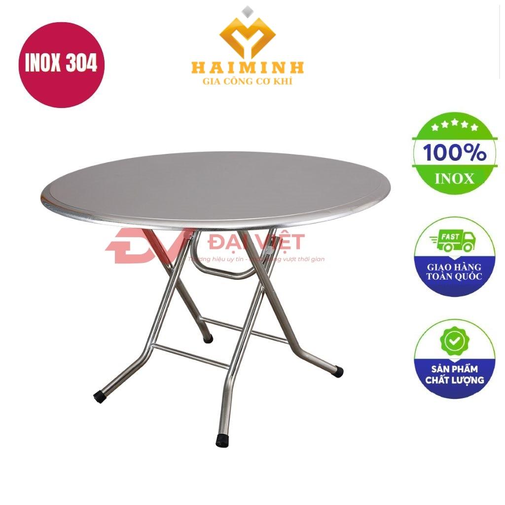 bàn inox tròn xếp gọn 115x72cm