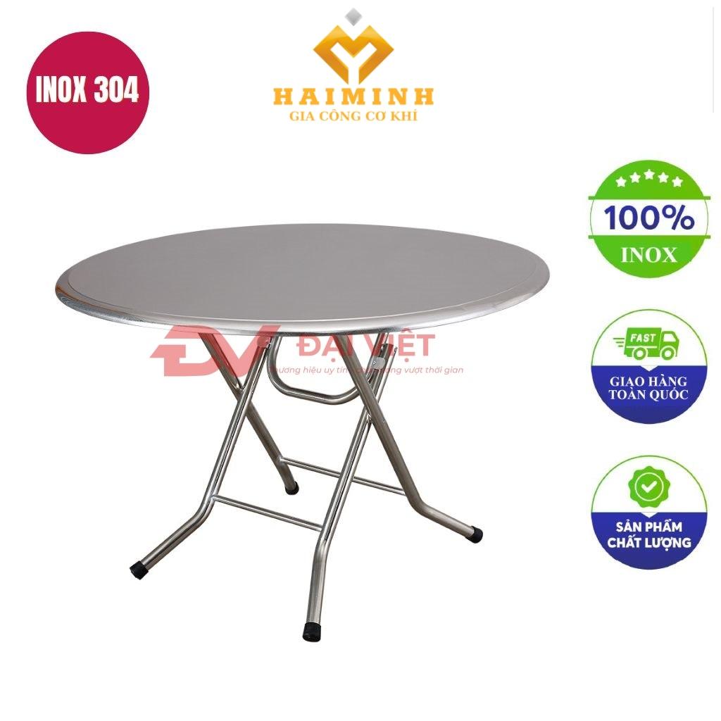 bàn inox tròn xếp gọn 120x72cm