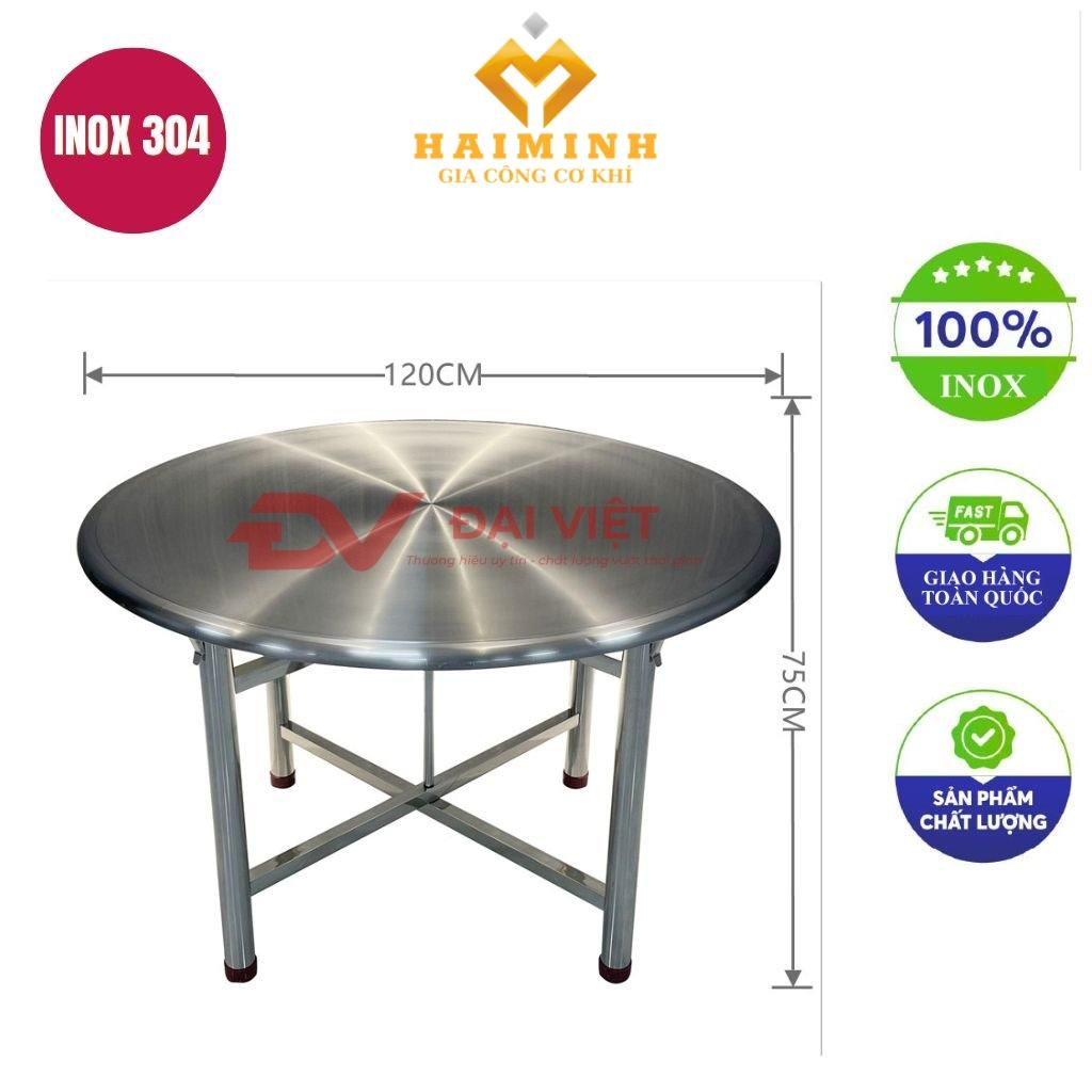 bàn inox tròn xếp gọn 120x75cm