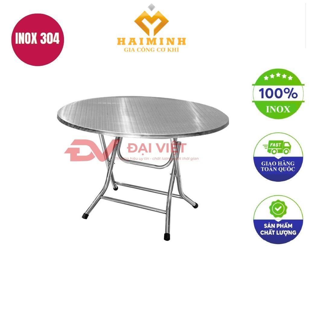 bàn inox tròn xếp gọn 60x75cm