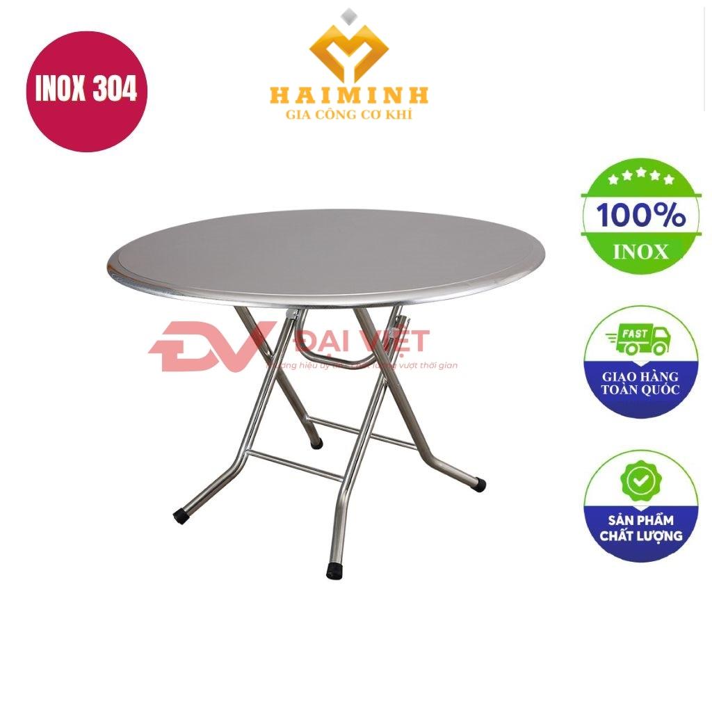 bàn inox tròn xếp gọn 70x72cm