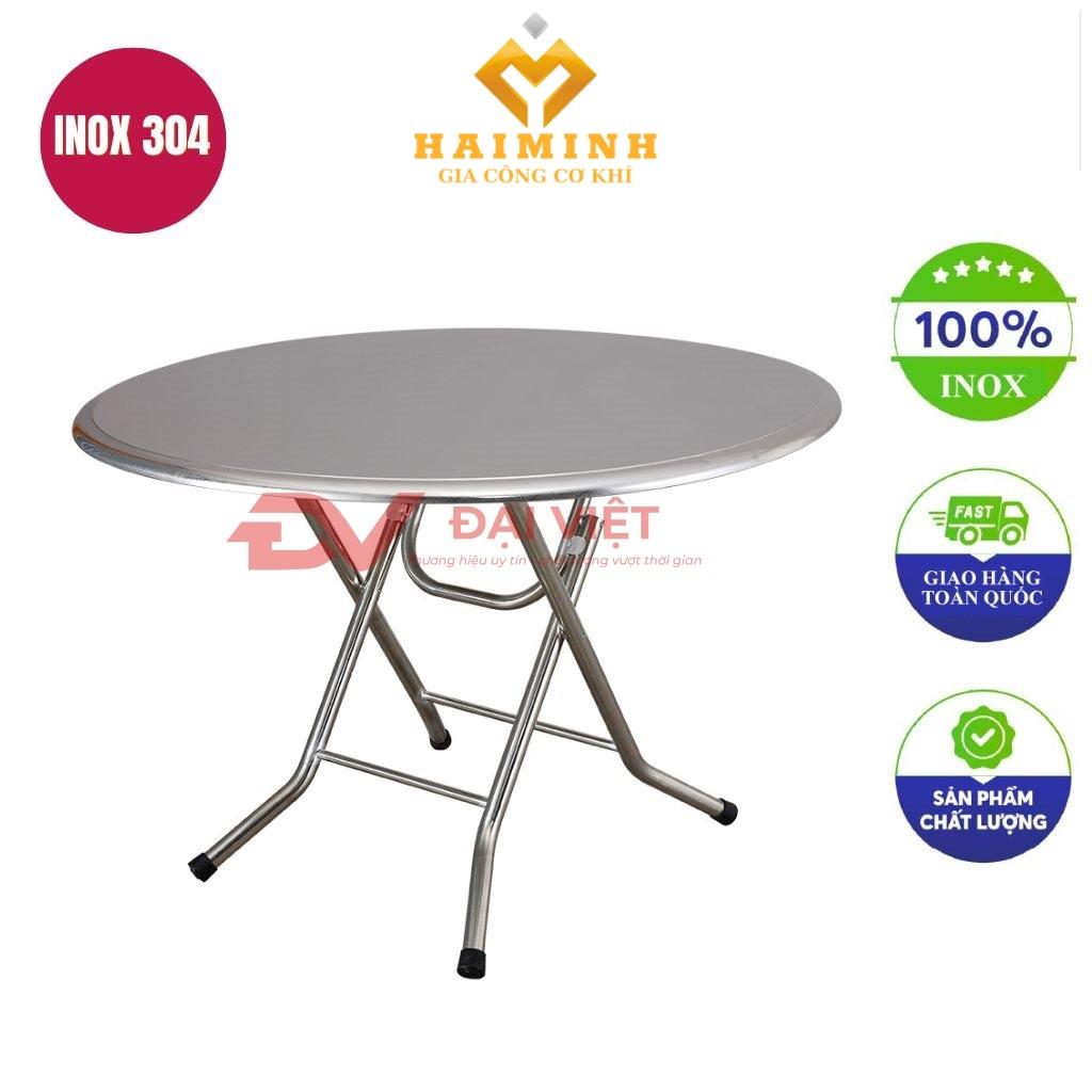 bàn inox tròn xếp gọn 80x72cm