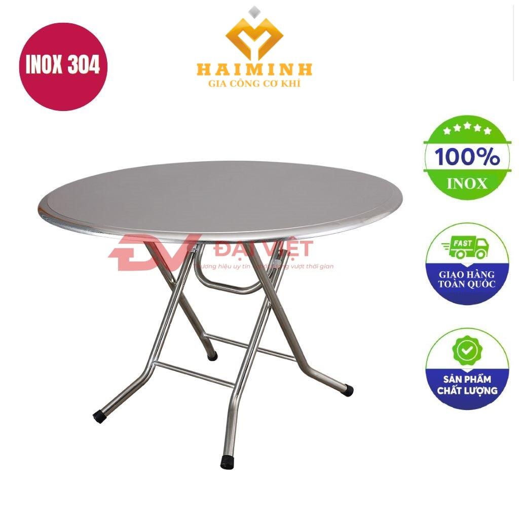 bàn inox tròn xếp gọn 90x72cm