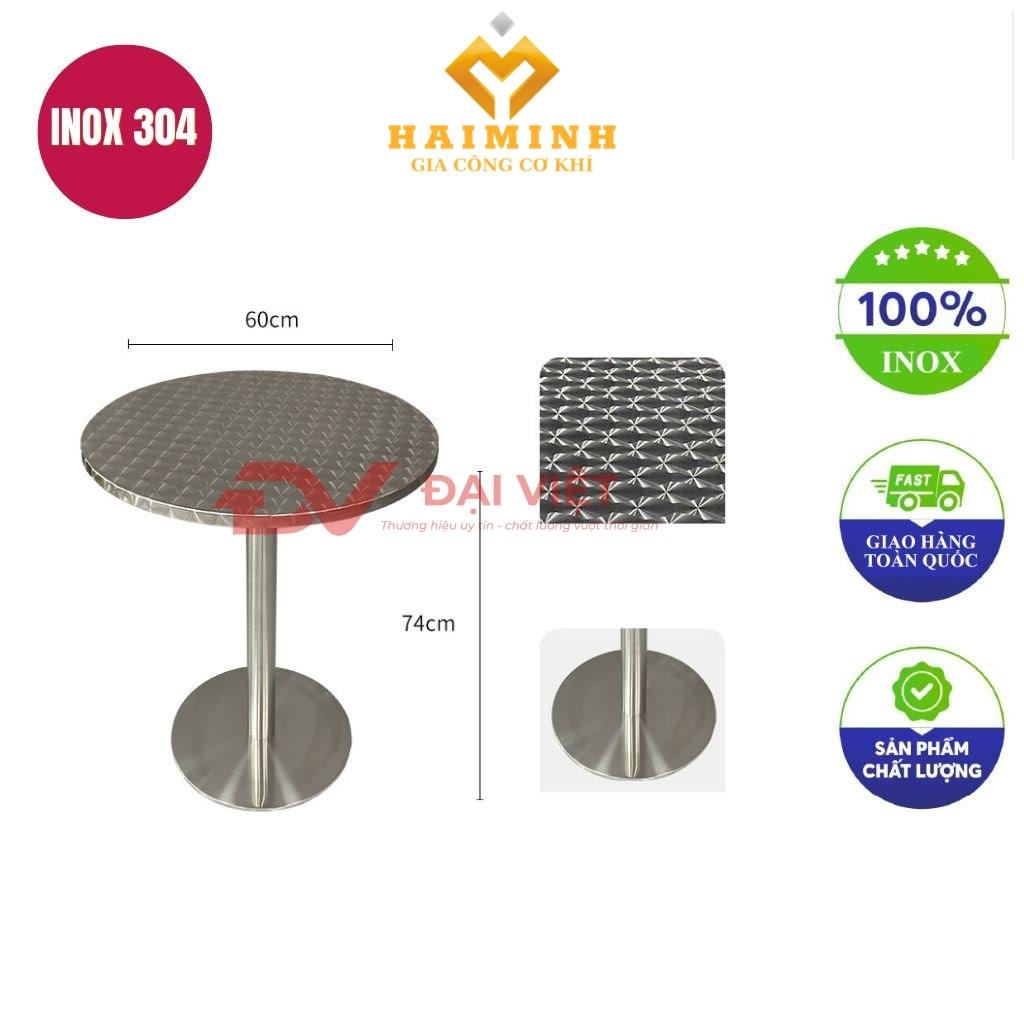 bàn inox tròn xước 60x74cm