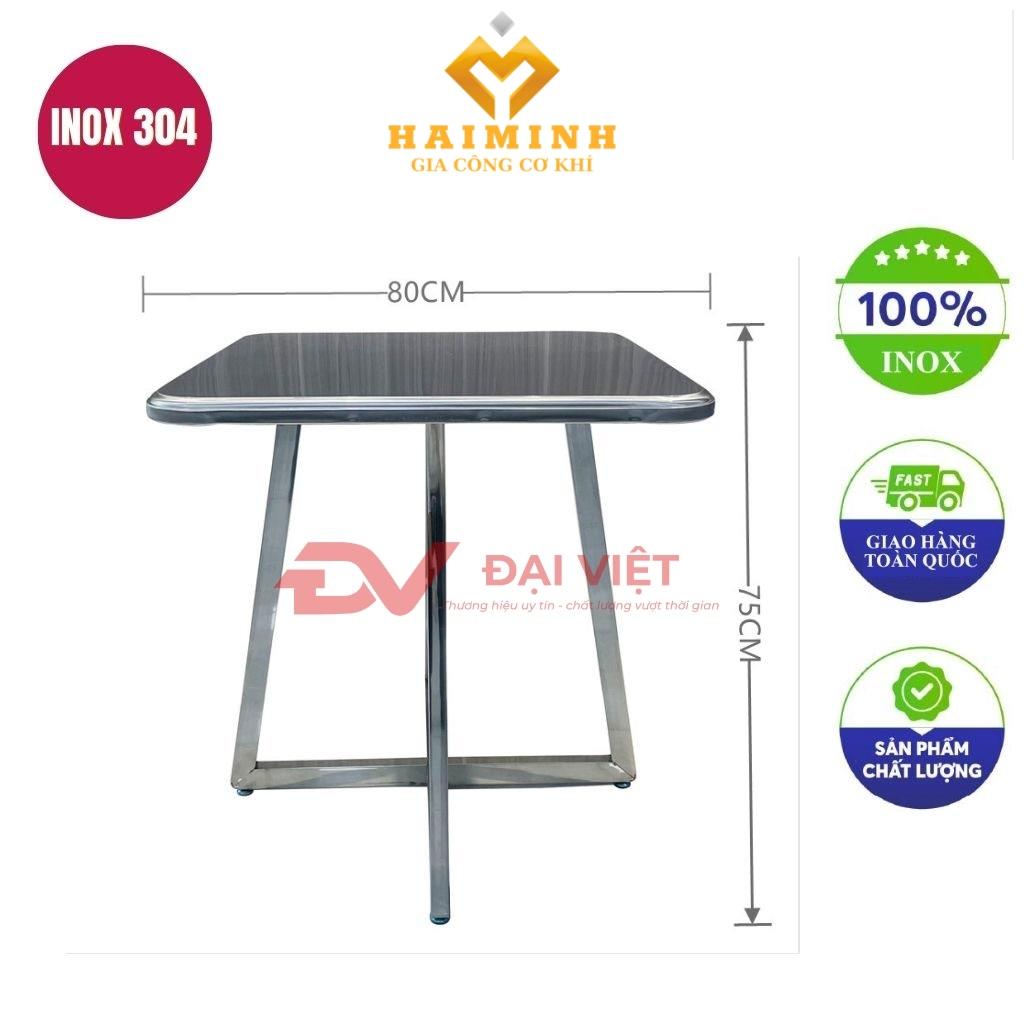 bàn inox vuông 3 chân 80x80x75cm