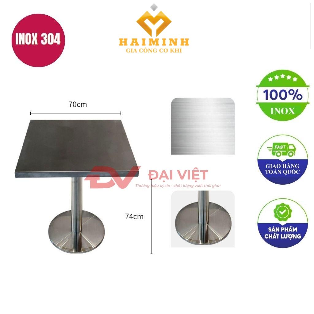 bàn inox vuông chân tròn 70x70x74cm