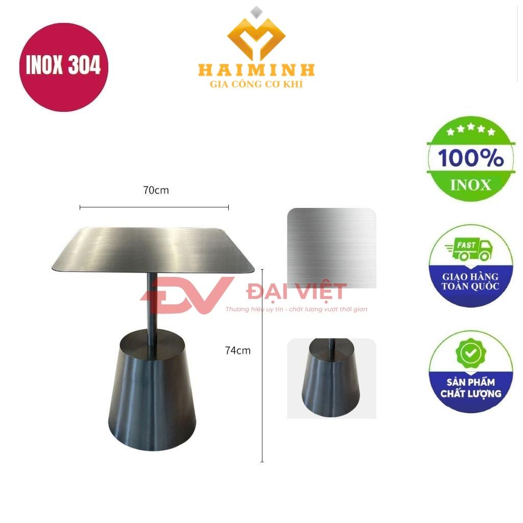bàn inox vuông chân trụ tròn 70x70x74cm