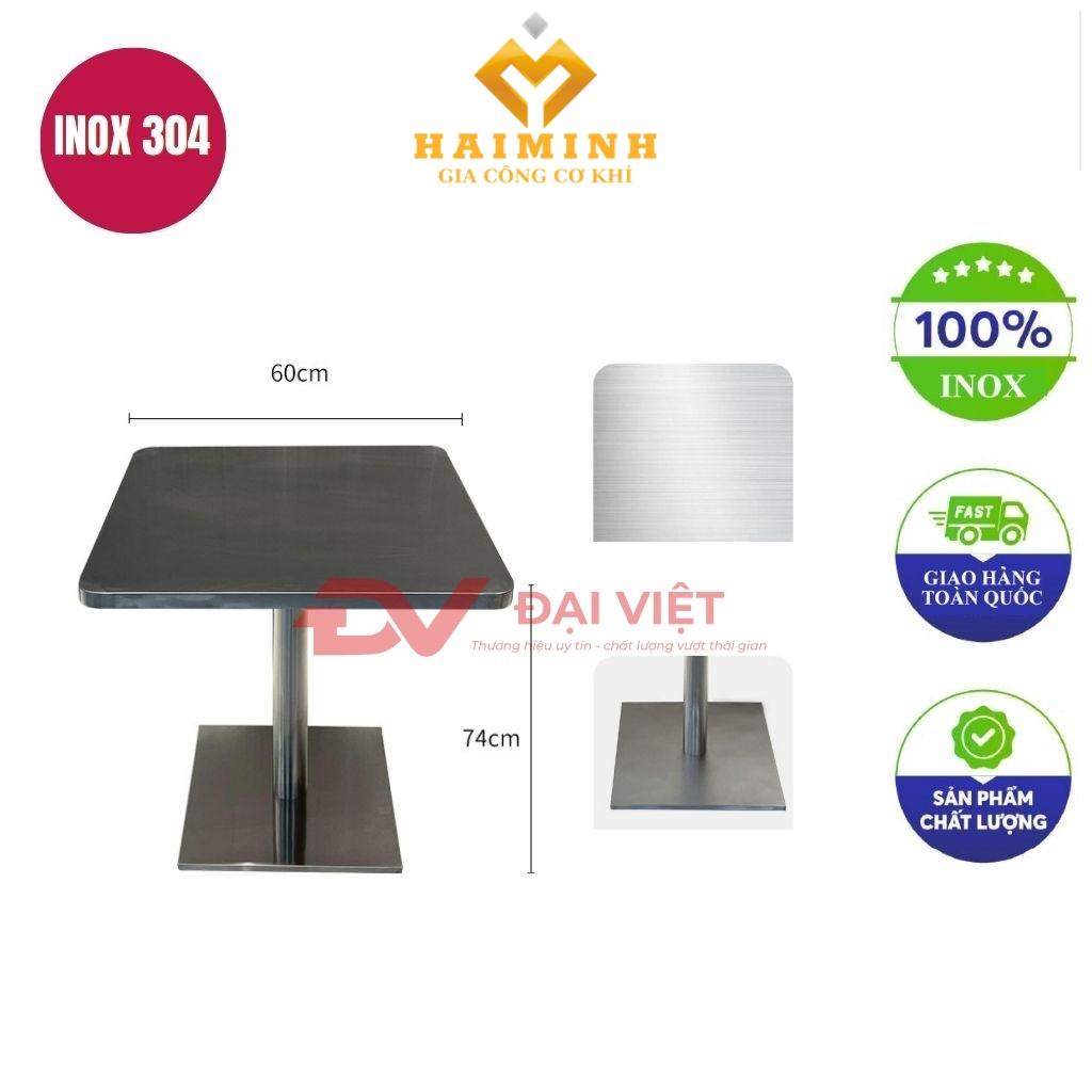 bàn inox vuông chân vuông 60x60x74cm