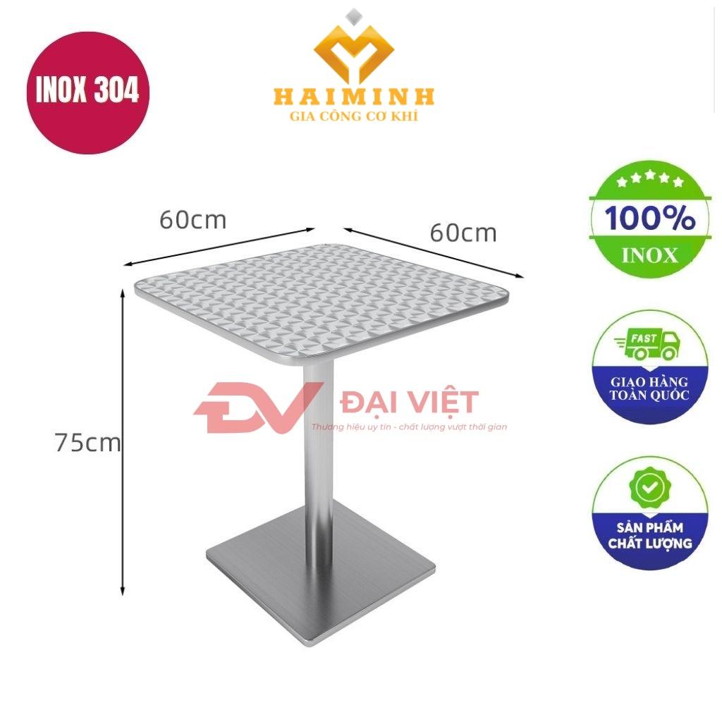 bàn inox vuông chân vuông 60x60x75cm