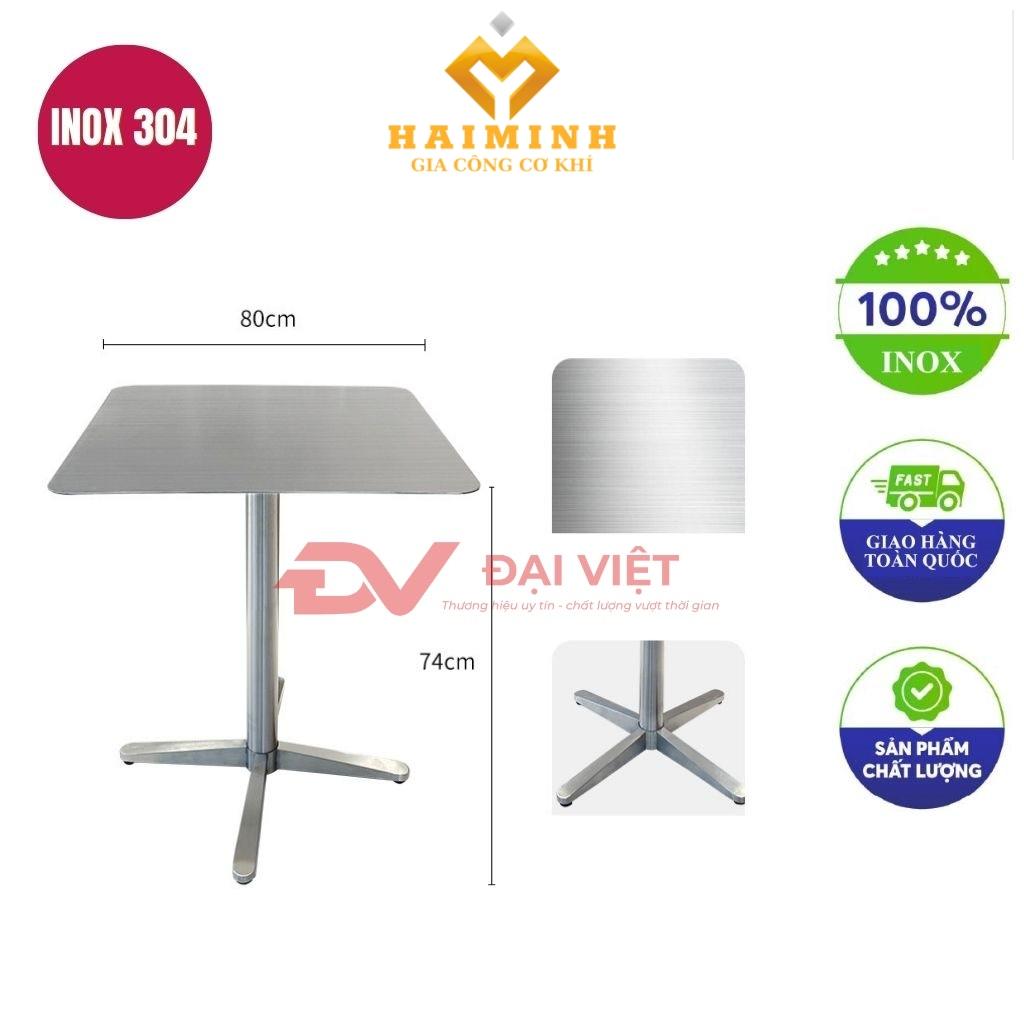bàn inox vuông chân xòe 4 cạnh 80x80x74cm