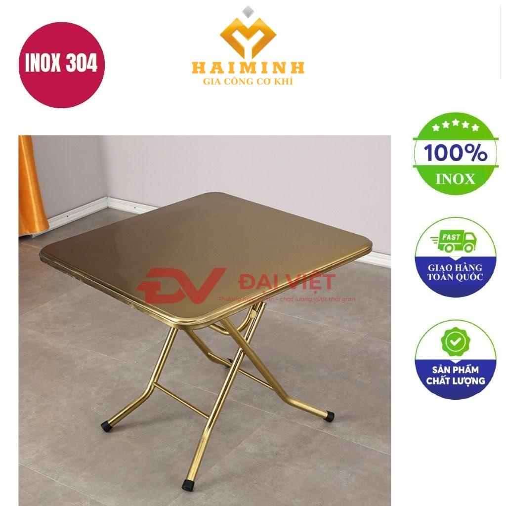 bàn inox vuông mạ vàng 70x70x75cm