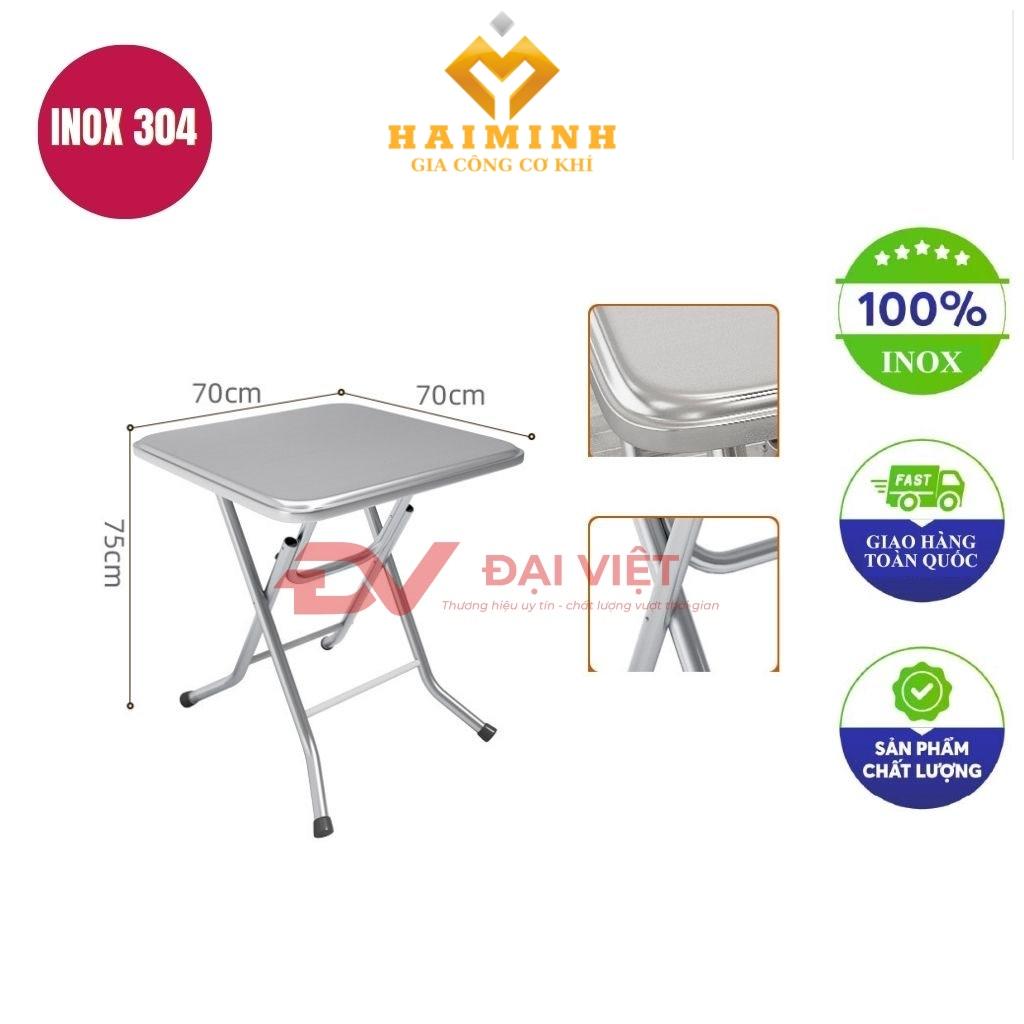 bàn inox vuông xếp gọn 70x70x75cm