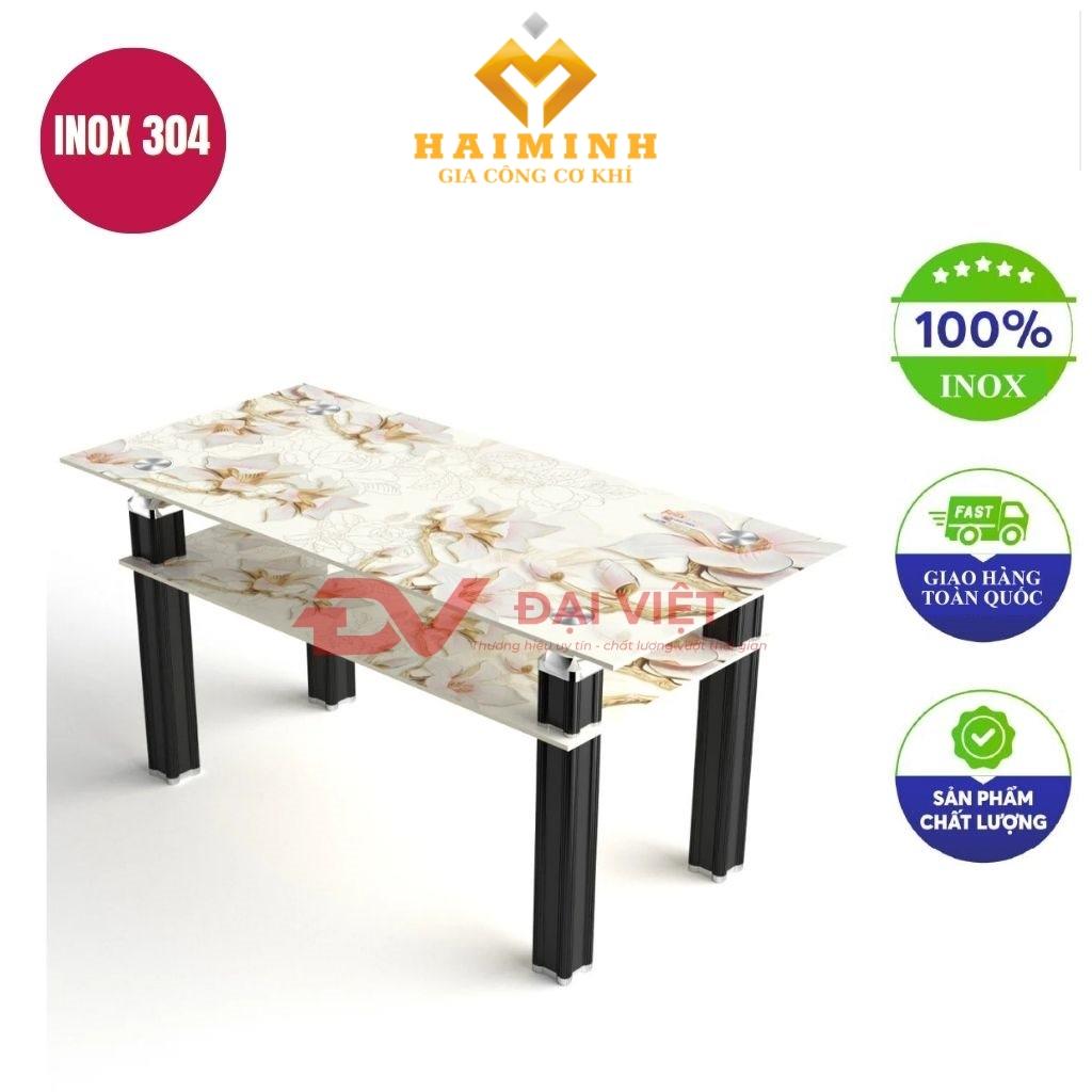 Bàn kiếng cường lực 2 tầng chân inox GC01