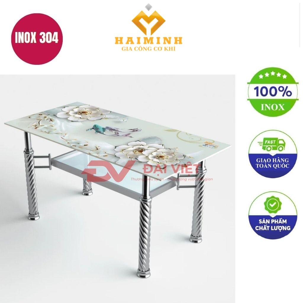 Bàn kiếng cường lực chân inox GC02