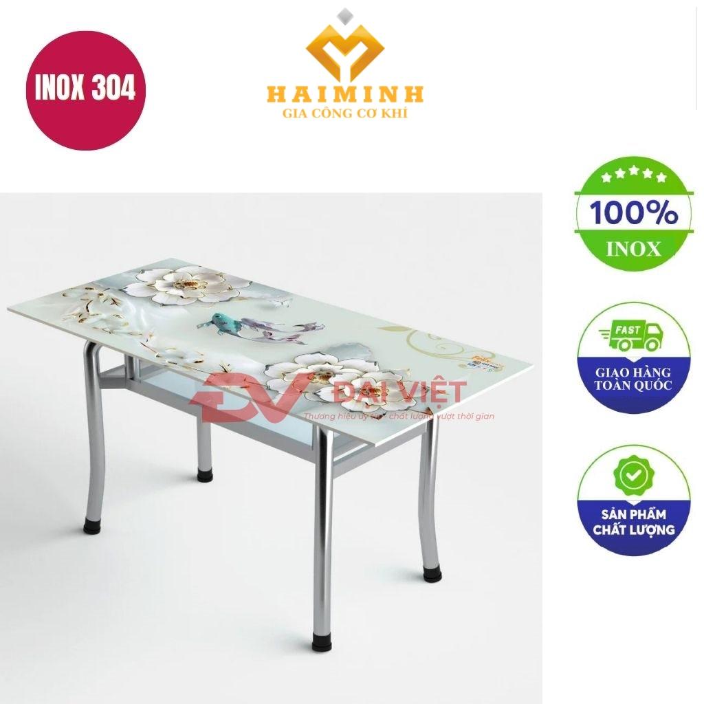 Bàn kiếng cường lực chân inox GC03