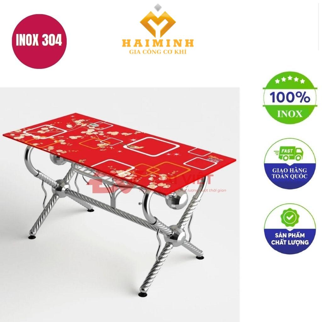 Bàn kiếng cường lực chân inox GC04