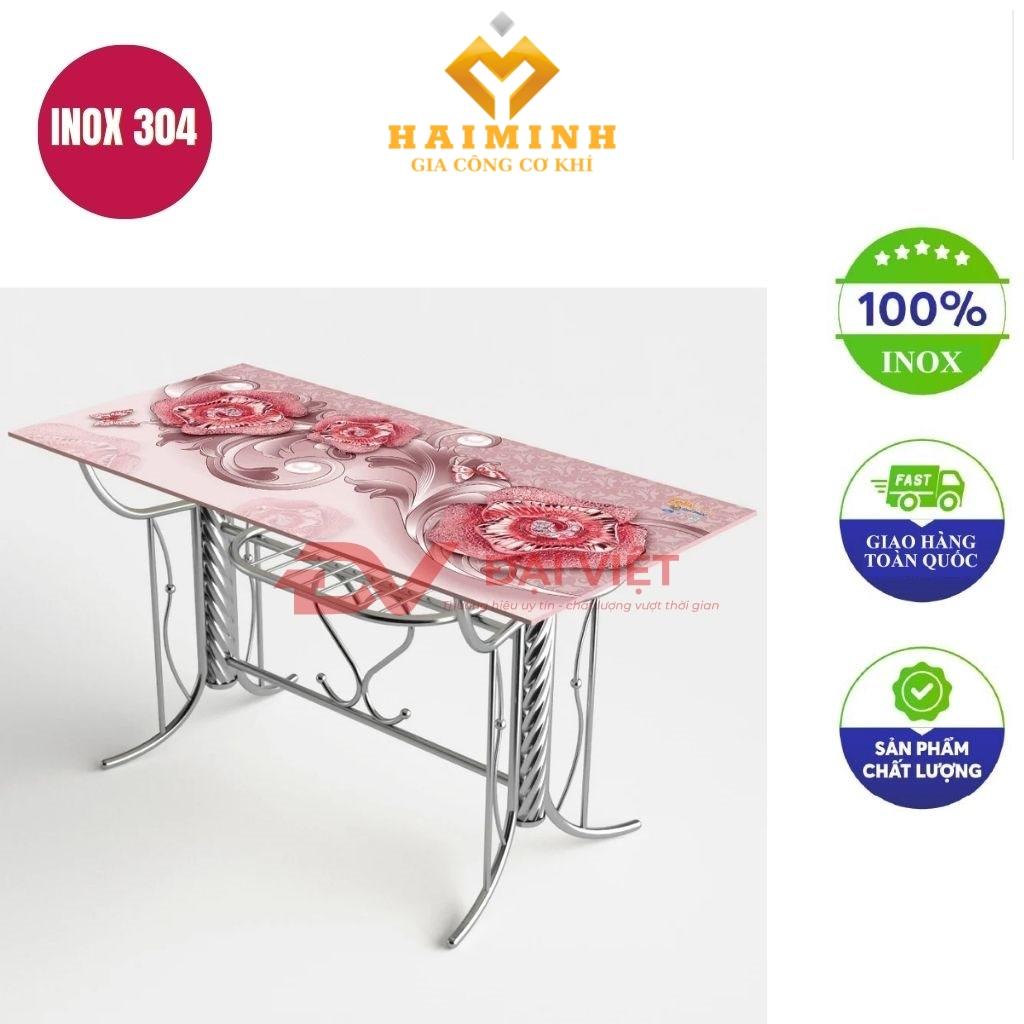 Bàn kiếng cường lực chân inox GC06