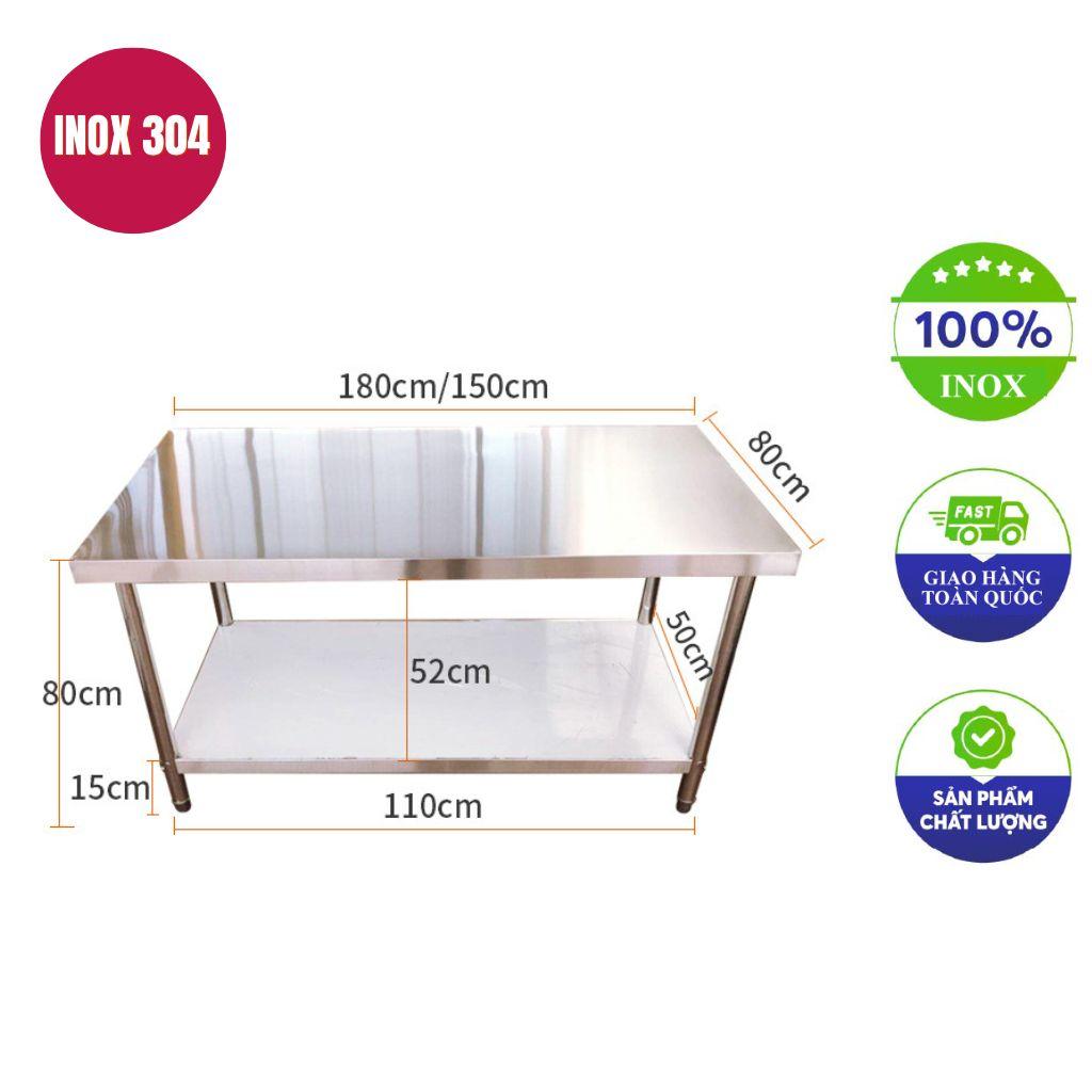 Bàn sơ chế inox 2 tầng 150x80x80cm