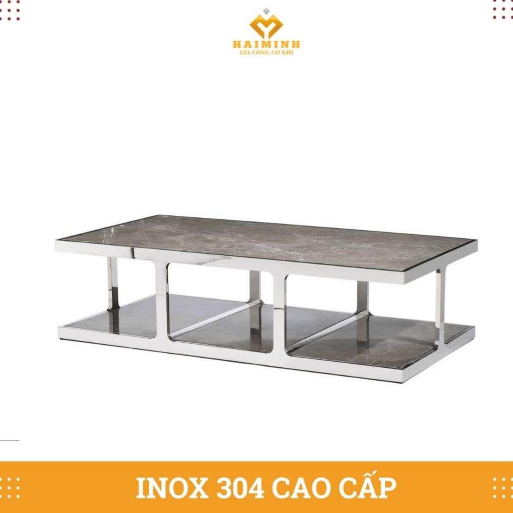 Bàn trà mặt đá chân inox