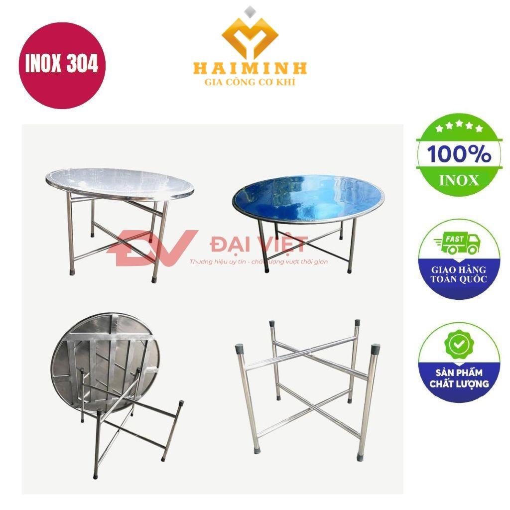 Bàn tròn inox chân rời 1200x750mm