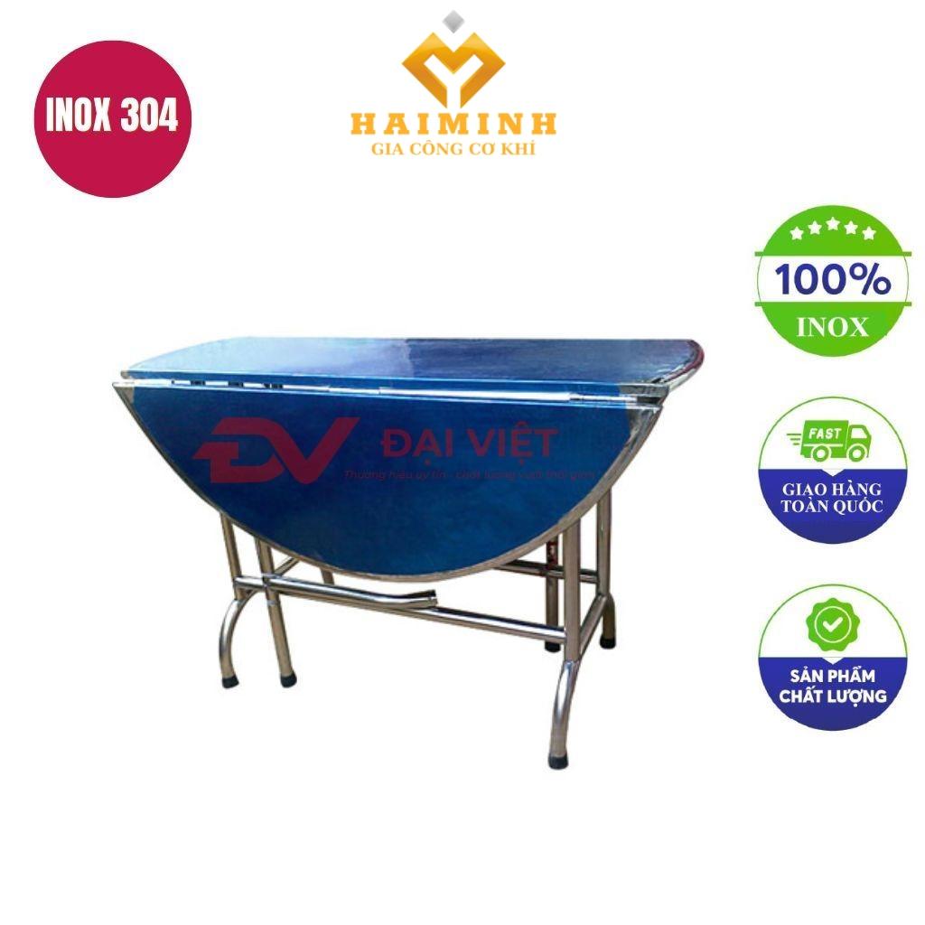 Bàn tròn inox xếp 3 mặt 1200x750mm