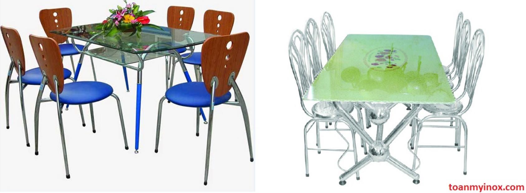 Minh họa các yếu tố ảnh hưởng đến giá thành của một bộ bàn ghế inox.
