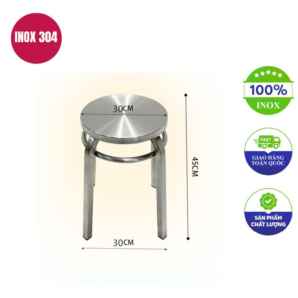 Bảng tóm tắt thông số kỹ thuật và kích thước tiêu chuẩn của ghế đôn inox.