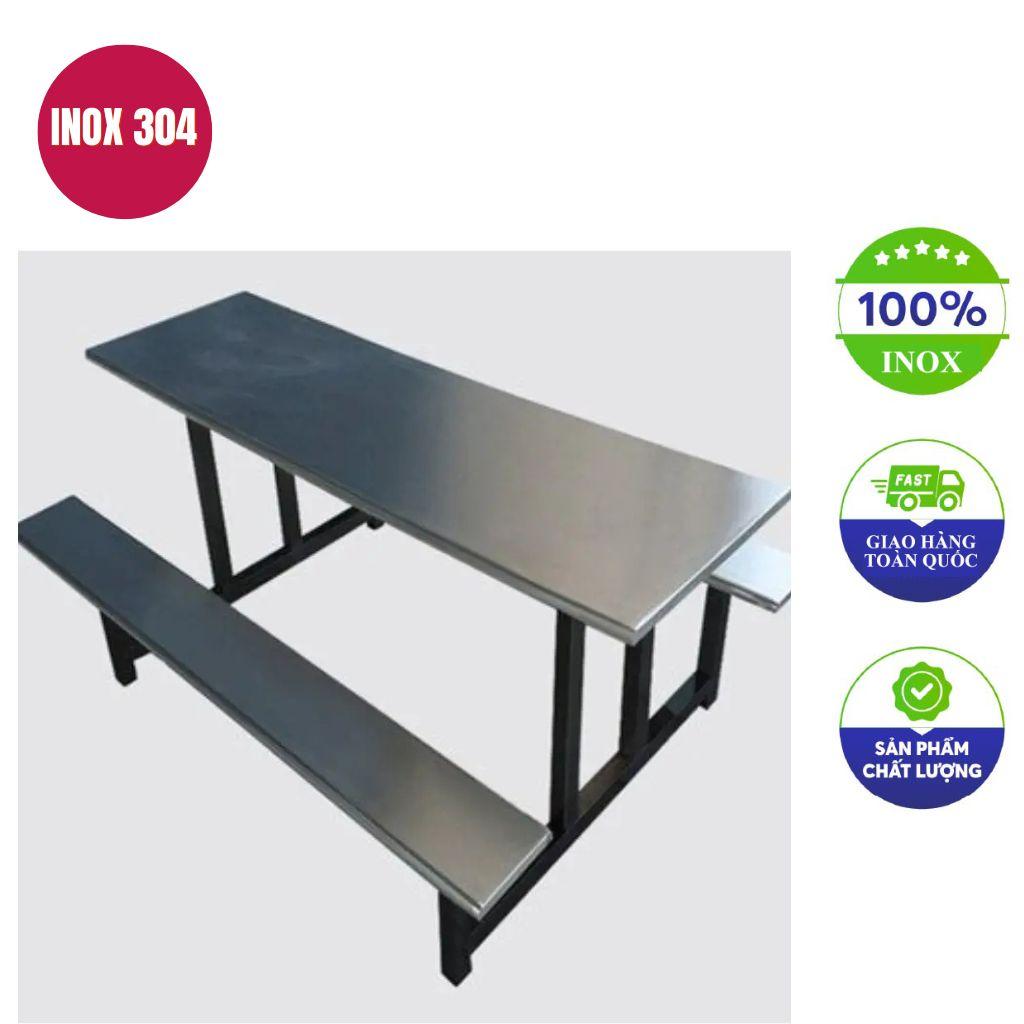 Bộ bàn ăn công nghiệp ghế liền