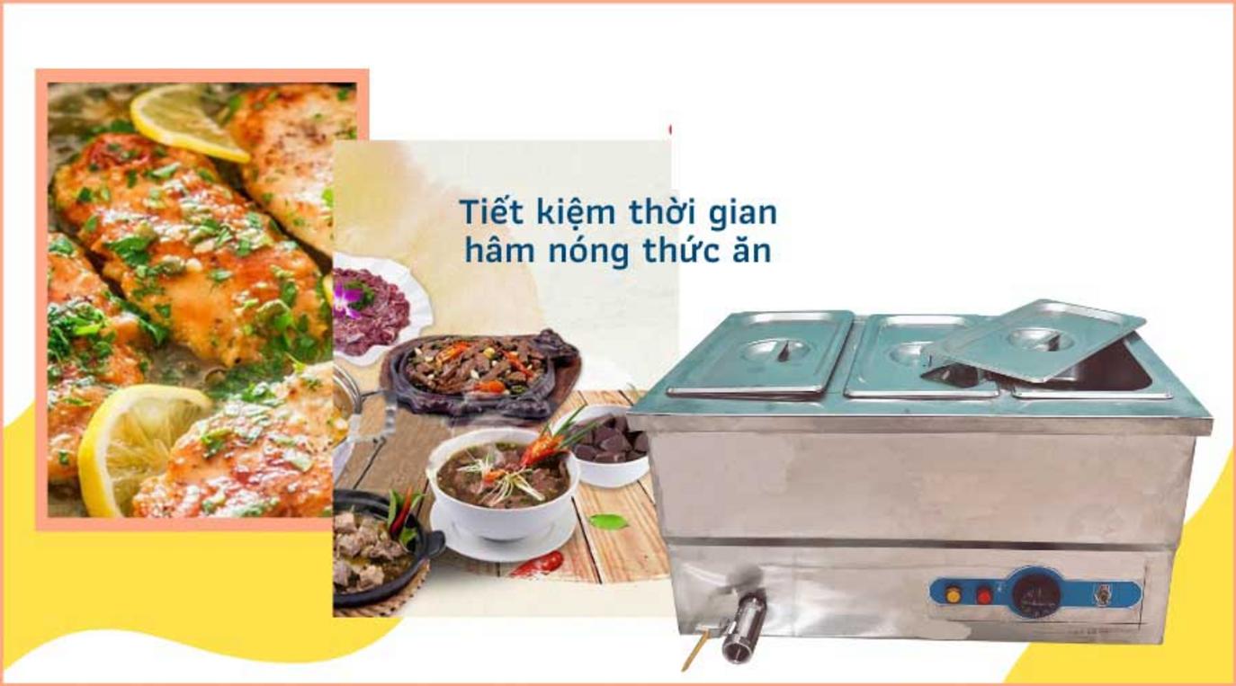 Sơ đồ cấu tạo chi tiết của tủ hâm nóng thức ăn với các bộ phận chính được ghi chú.