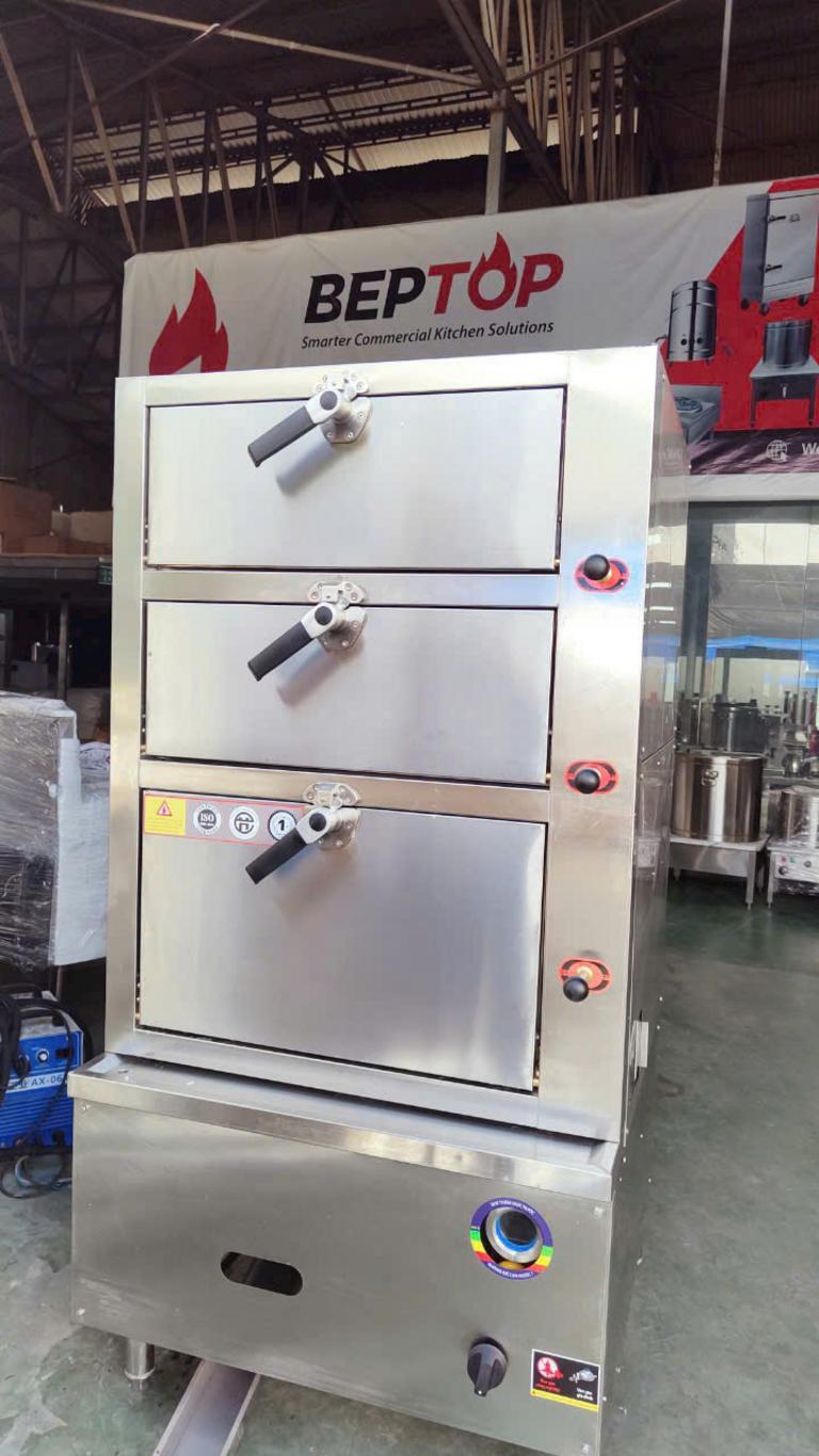 Sơ đồ chi tiết cấu tạo bên trong của tủ hấp hải sản công nghiệp.