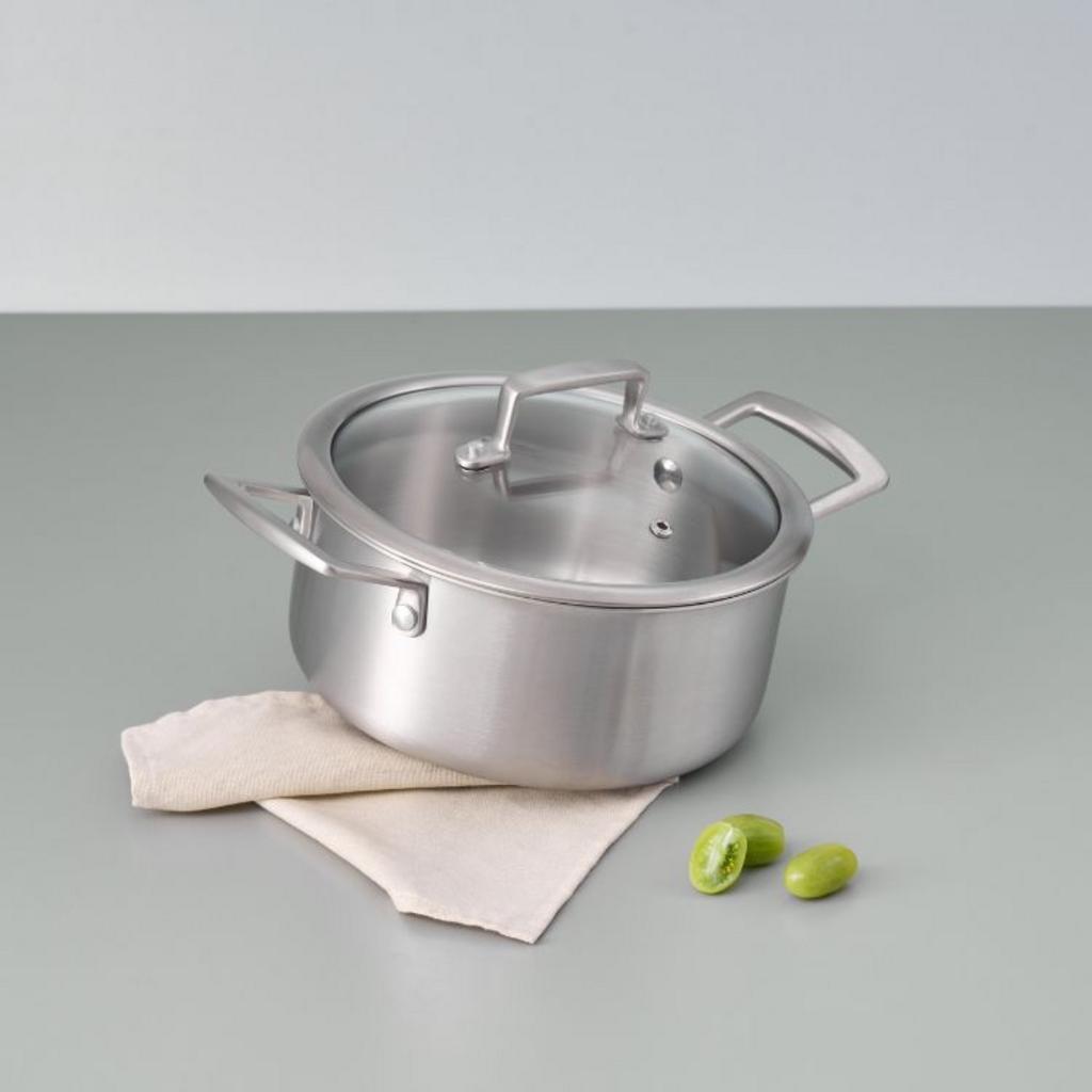 Sơ đồ cấu tạo các lớp vật liệu của đáy nồi inox 5 lớp chuyên dụng cho bếp từ.