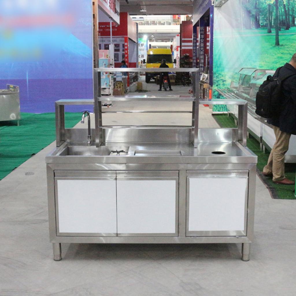 Sơ đồ cấu tạo các module chức năng trên một quầy pha chế inox tiêu chuẩn.