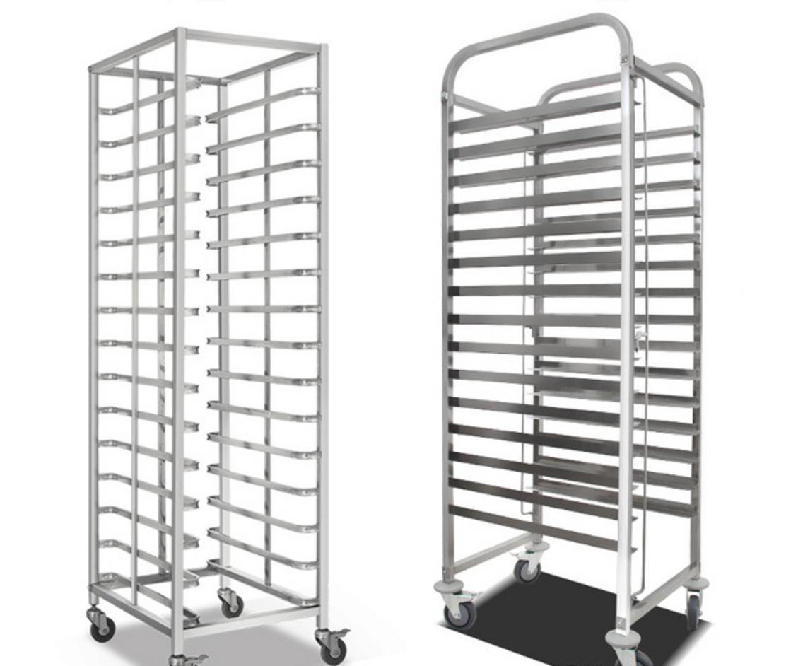 Minh họa các loại khay tiêu chuẩn quốc tế như khay 40x60cm và khay Gastronorm (GN).