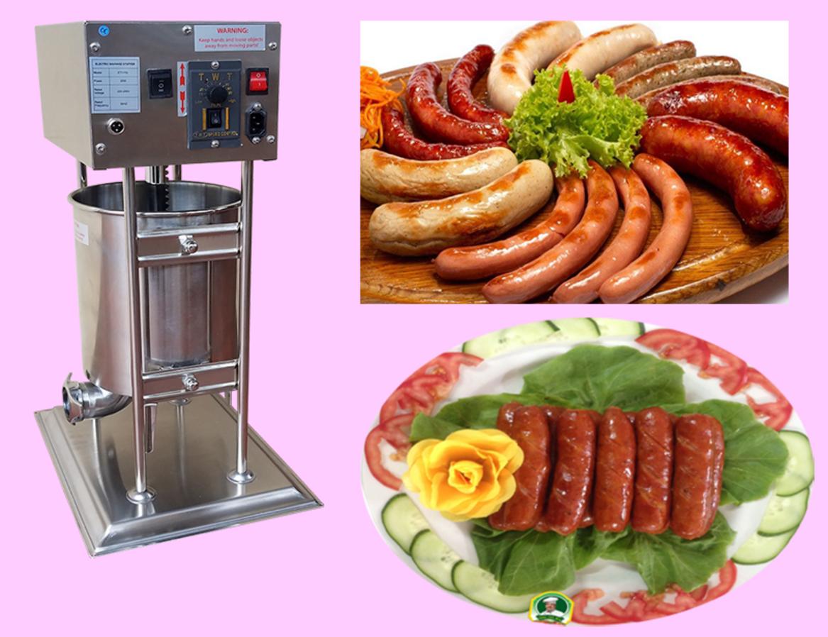 Hình ảnh lắp đặt máy thái thịt tại bếp nhà hàng và dây chuyền sản xuất giò chả tại xưởng.