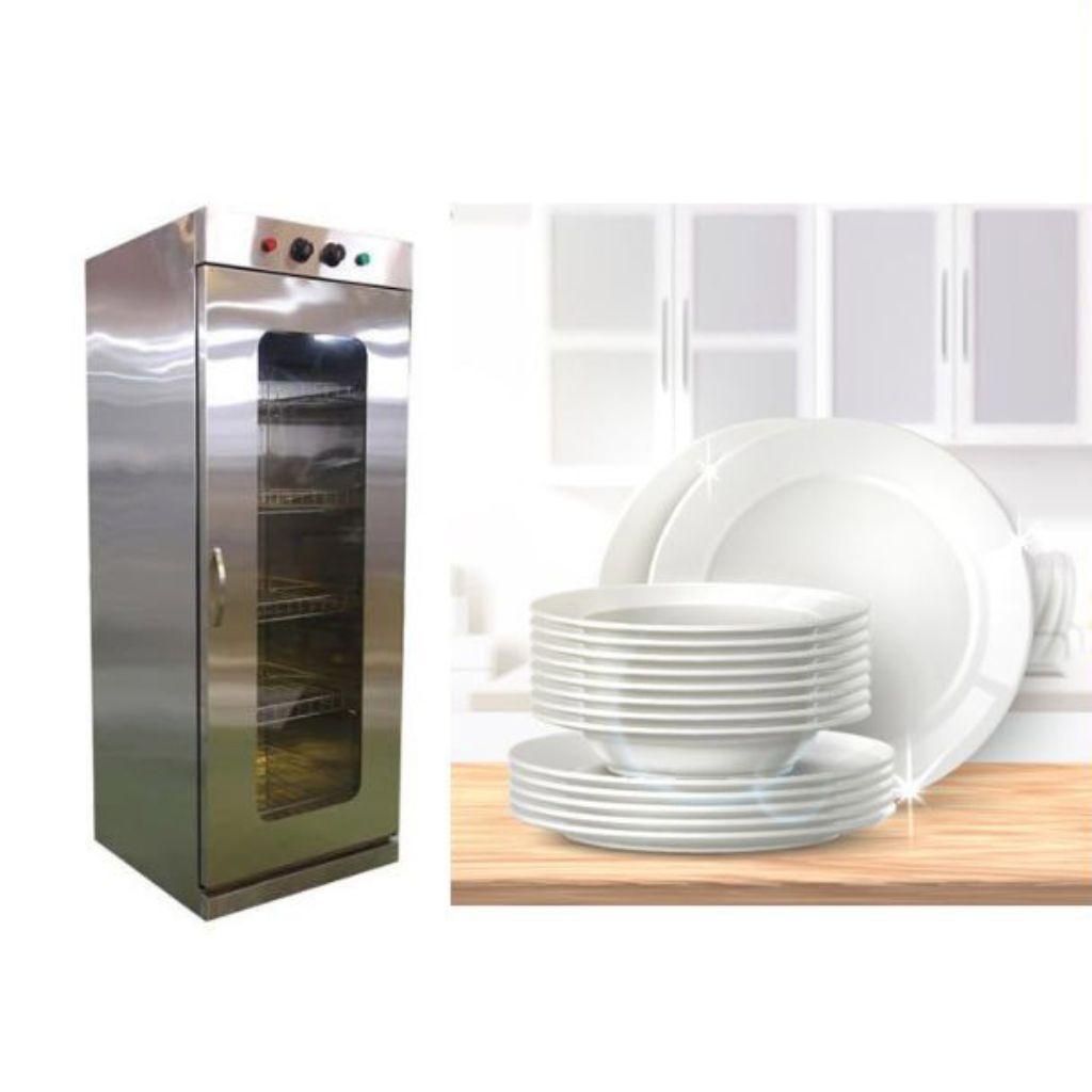 Infographic các yếu tố chính ảnh hưởng đến giá thành của một chiếc tủ sấy bát công nghiệp.