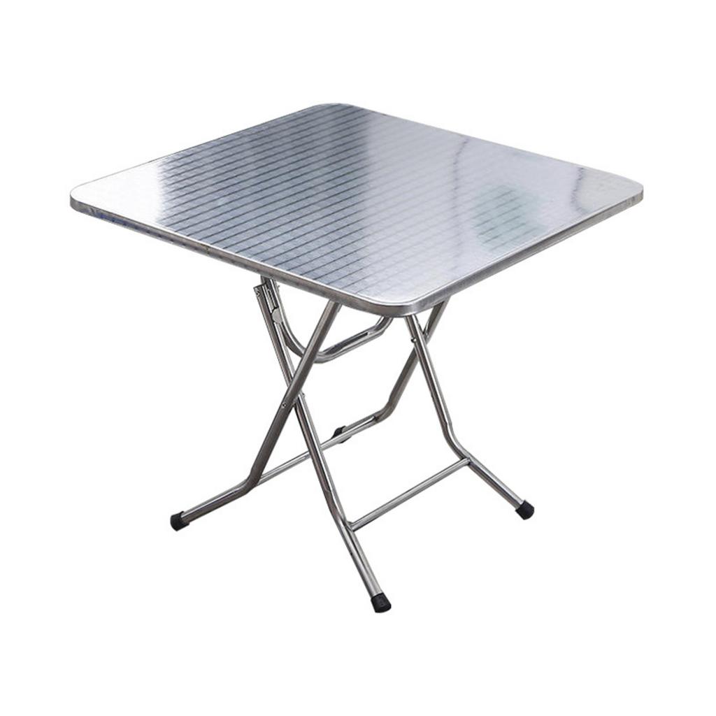 Minh họa kích thước bàn inox 70x120cm và số lượng ghế ngồi phù hợp.