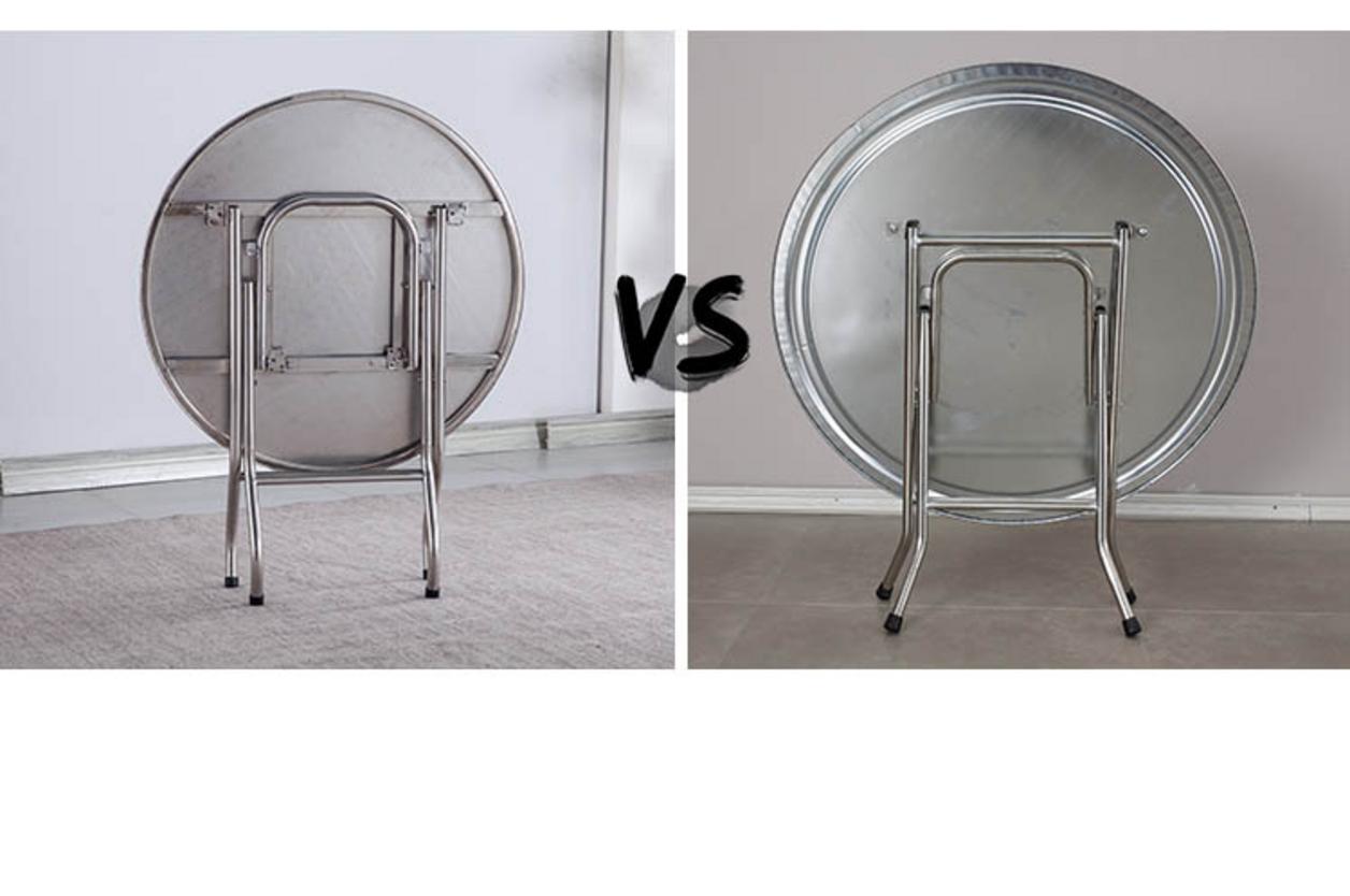 Mâm xoay và logo khắc laser là những tùy chọn gia công giúp nâng tầm chiếc bàn tròn inox.