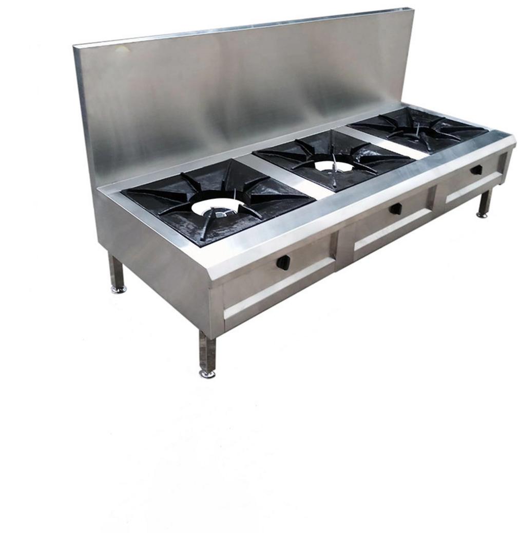 Sơ đồ 3D minh họa cách bố trí line bếp hầm, bếp xào và hệ thống hút khói.